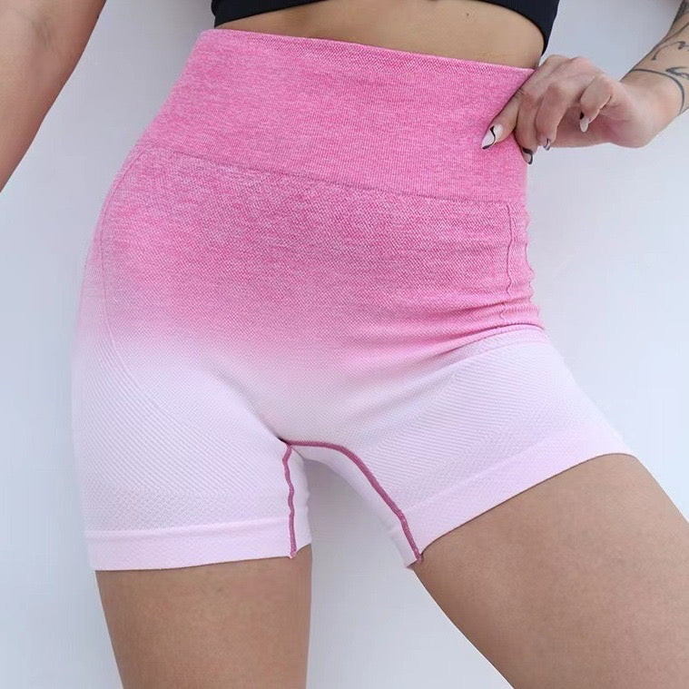 Scrunch Butt Ombre Pink and White  Shorts