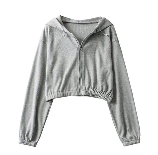 Grey Cropped Hoodie