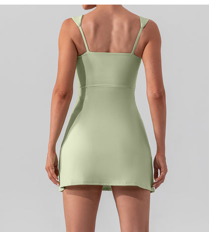 Light Green Square Neck Tennis Dress