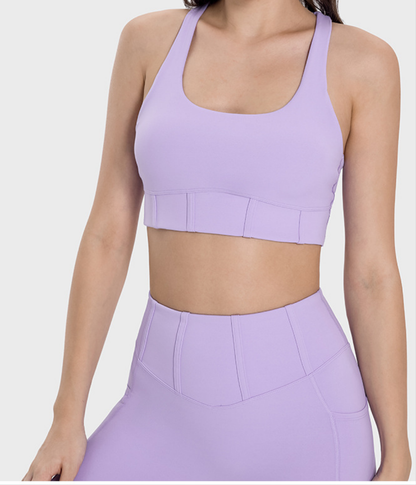 Ribbed Lavender Sport Bra and Legging Set