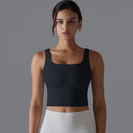 Black Square Neck Tank Top