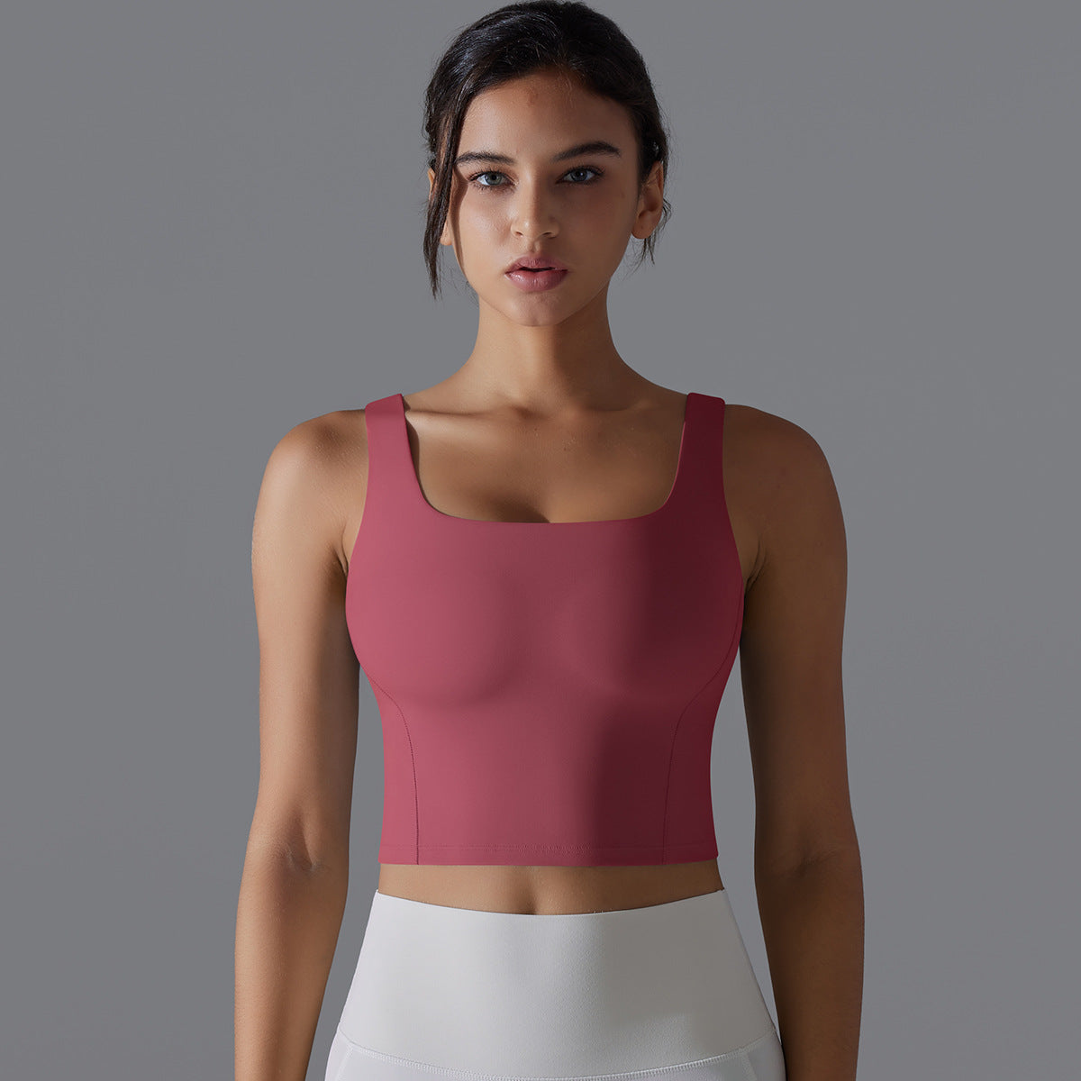 Red Square Neck Tank Top