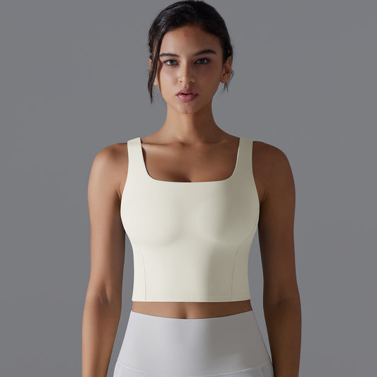 Beige Square Neck Tank Top