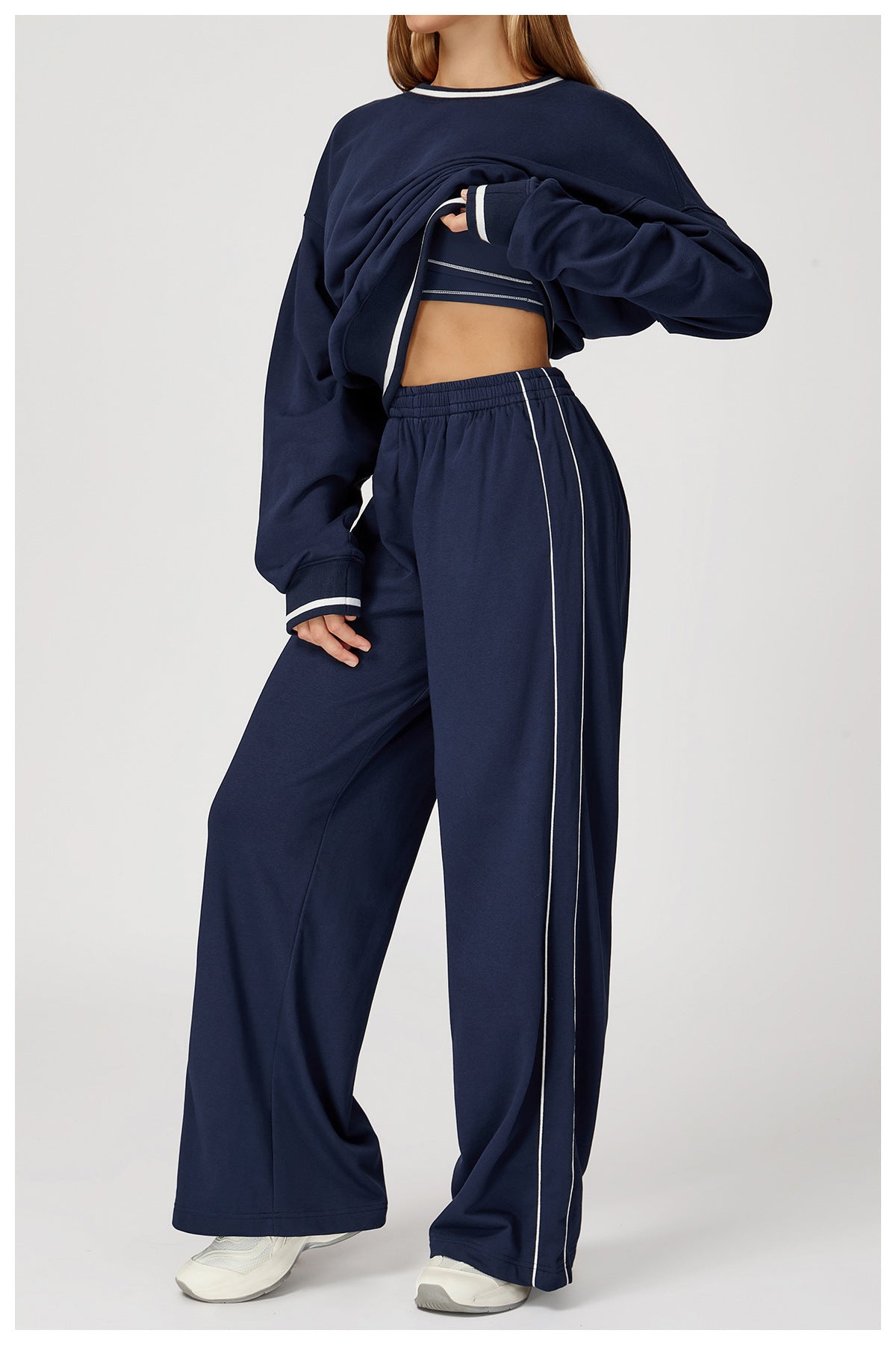 Navy Wide-Leg Lounge Set