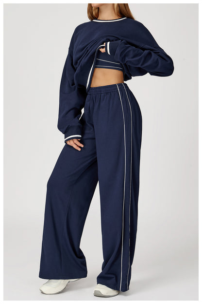 Navy Wide-Leg Lounge Set