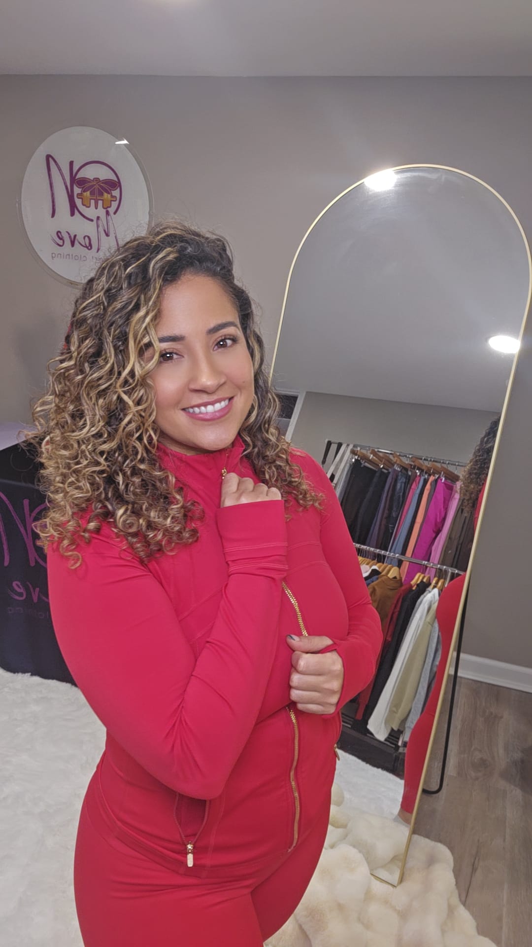 Red Golden Zip Aligned Sculpt Jacket