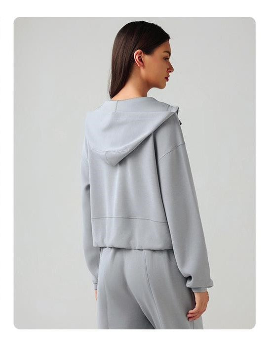 Gray Luxe Lounge Zip-Up Hoodie & Pocket Jogger Set