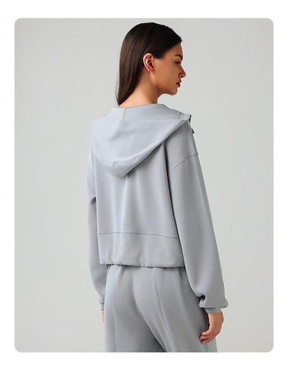 Gray Luxe Lounge Zip-Up Hoodie & Pocket Jogger Set