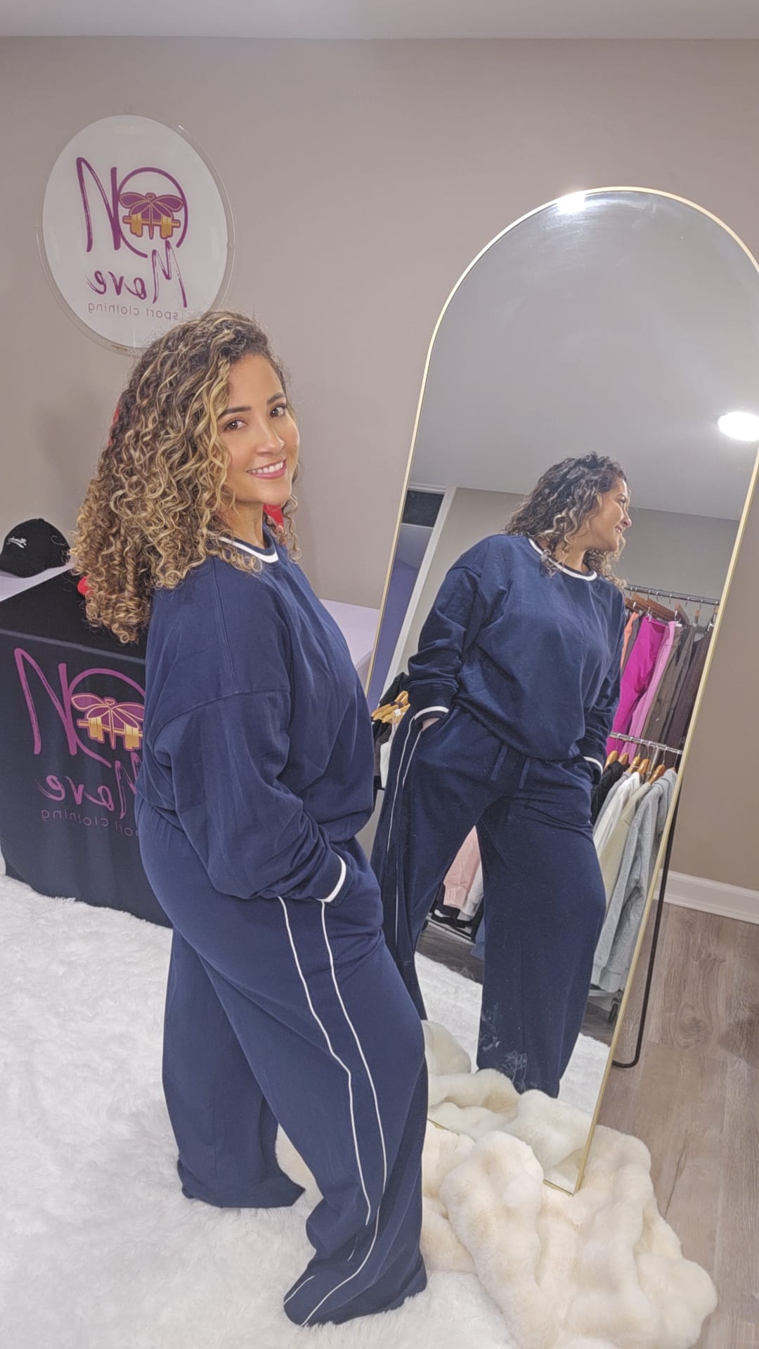 Navy Wide-Leg Lounge Set