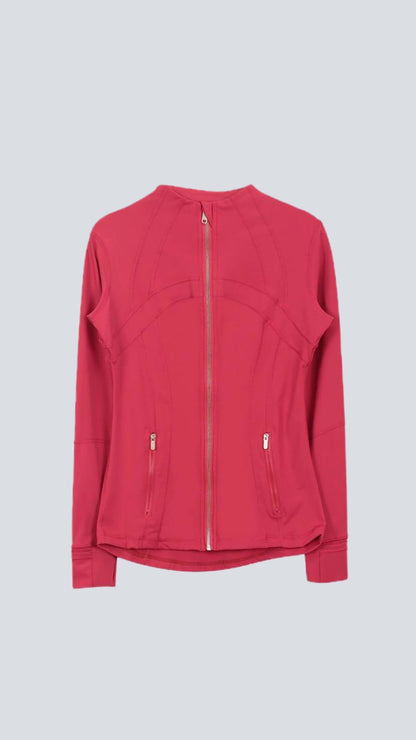 Red Golden Zip Aligned Sculpt Jacket
