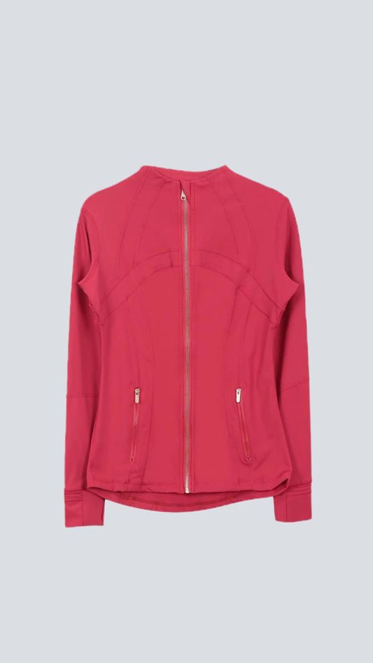 Red Golden Zip Aligned Sculpt Jacket