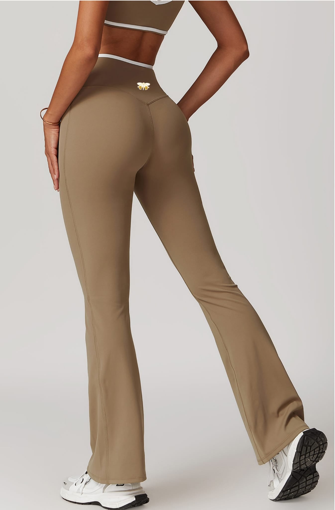 Brown V Waist Flare Legging