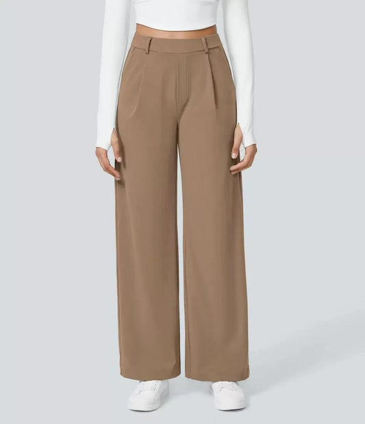 Khaki Chic Flow Wide-Leg Pants