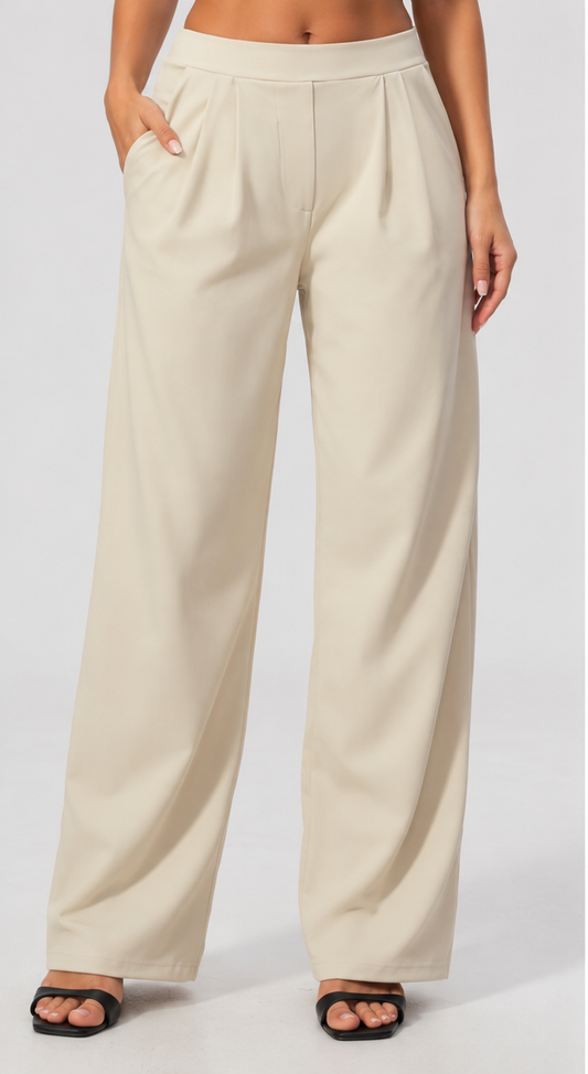 Wide-Leg Pants – Beige