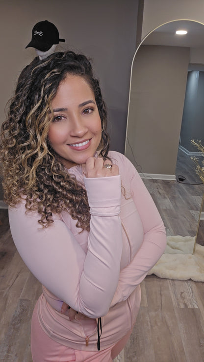 Pastel Pink Golden Zip Aligned Sculpt Jacket