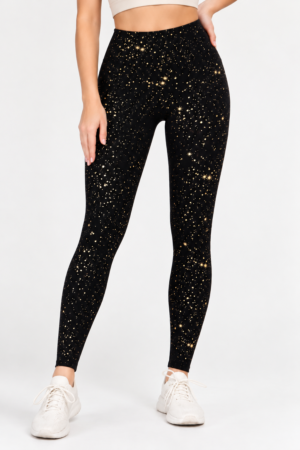 Golden Black Shimmer High-Rise Leggings