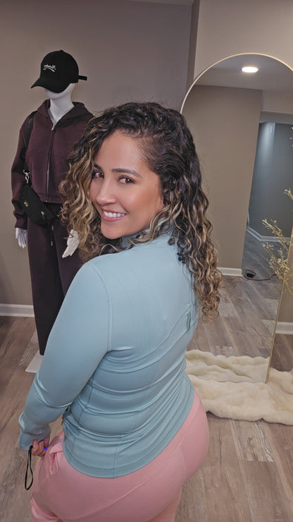 Aqua Golden Zip Aligned Sculpt Jacket
