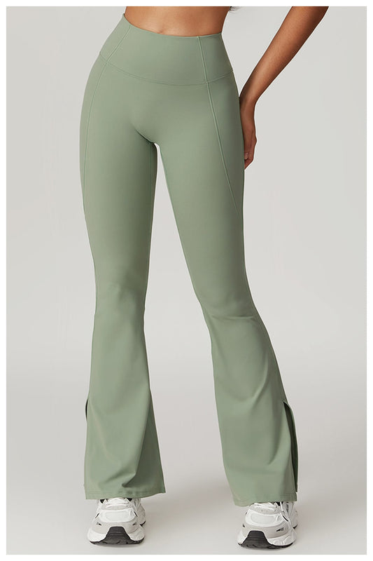 Grey Green High Wasted Bootcut Sligthly Scruch Butt Flare Leggings