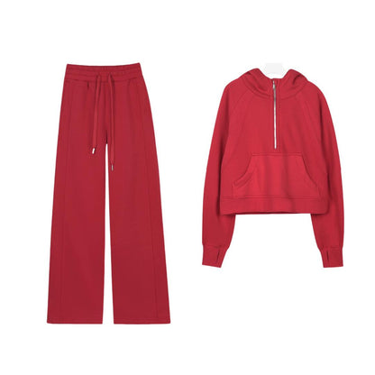 Fire Red Scuba & Flare Sweatpant Set