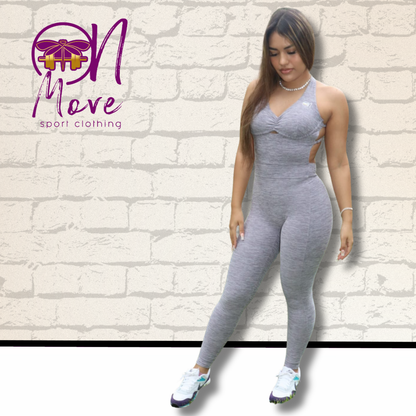 Gray Laced back Scrunch butt Jumpsuit