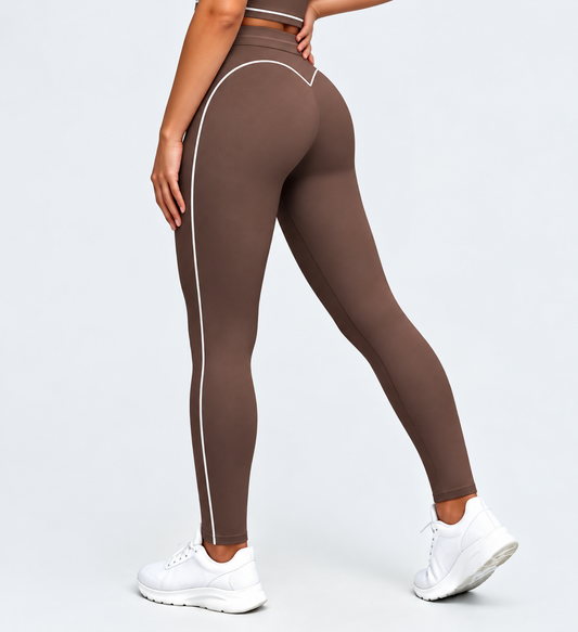Chocolate Brown Contour Seam High-Waisted Leggings