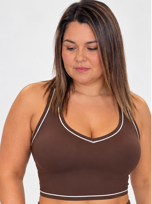 Chocolate Contrast Trim Tank Top