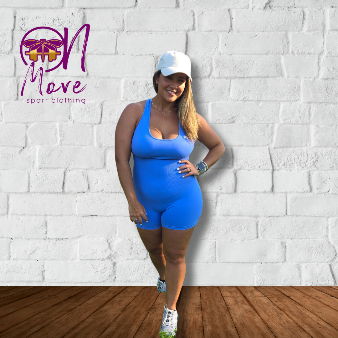 Blue Tummy Control Sleeveless Romper